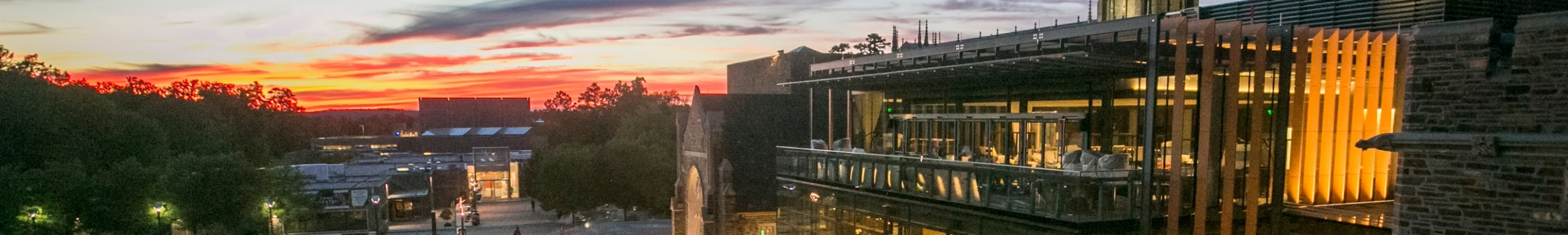 Duke University campus at twilight