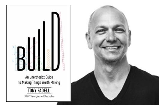 Image of Tony Fadell and cover of book &#39;Build&#39;