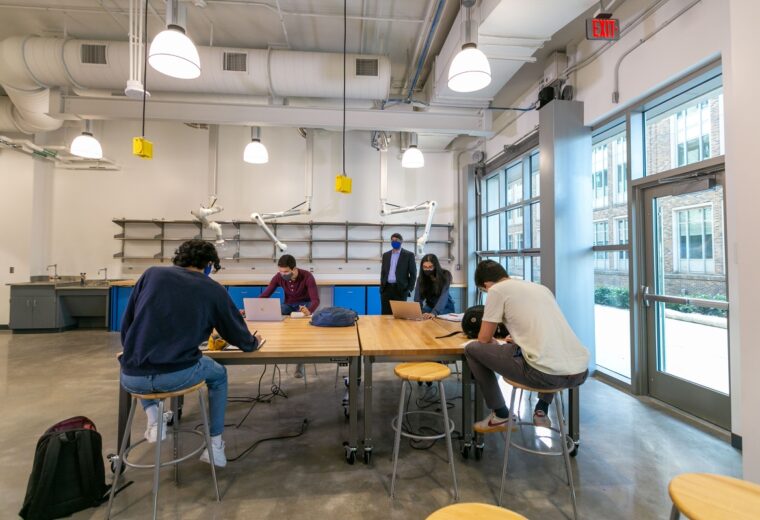 The maker space within the Christensen Family Center for Innovation in the Wilkinson Building at Duke.