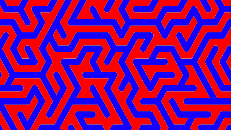 maze of hexagonal shapes in blue and orange