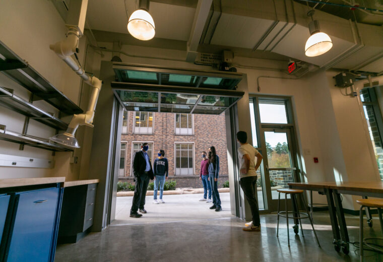 The 'garage lab' portion of the Christensen Family Center for Innovation in the Wilkinson Building at Duke.