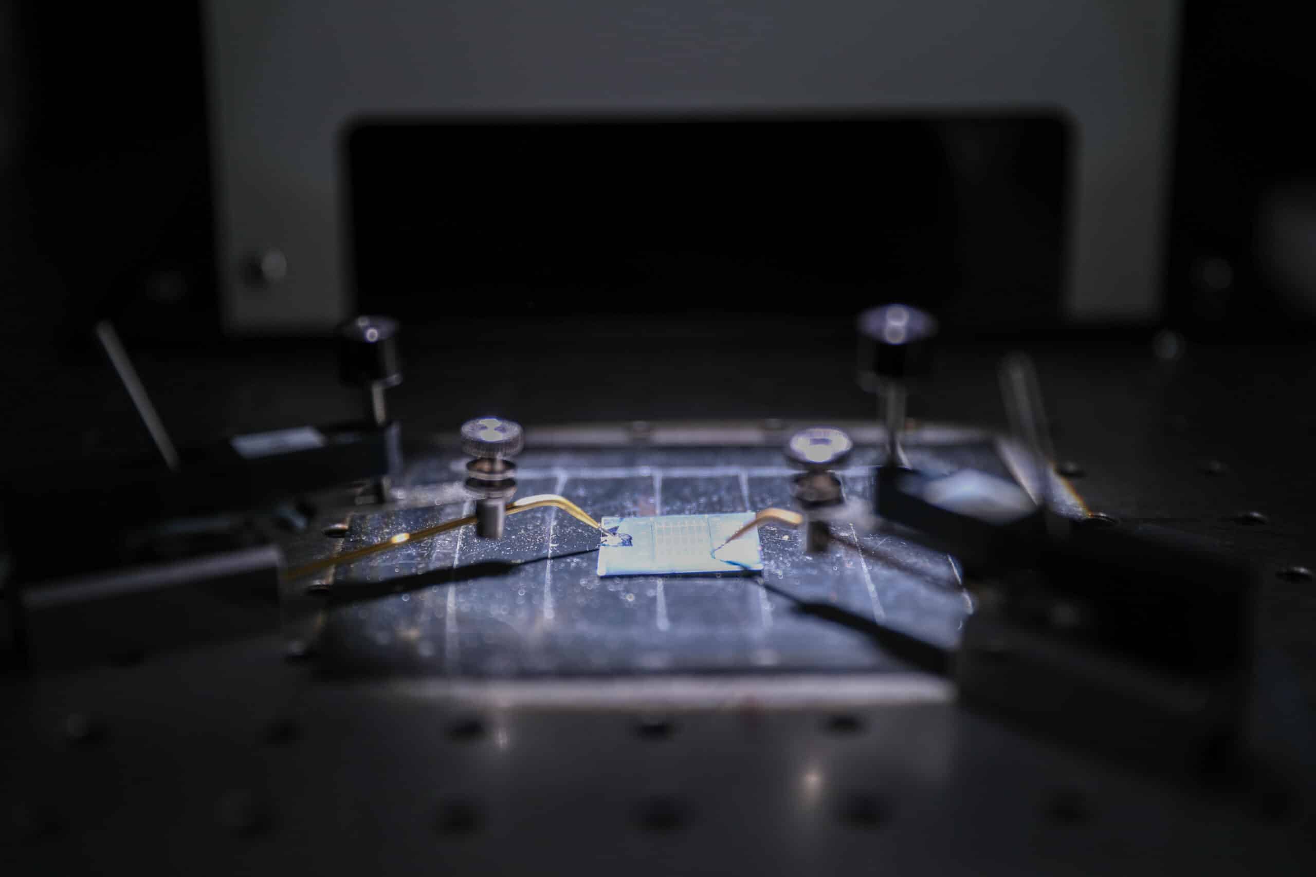 a chip with two soldered electrical connections