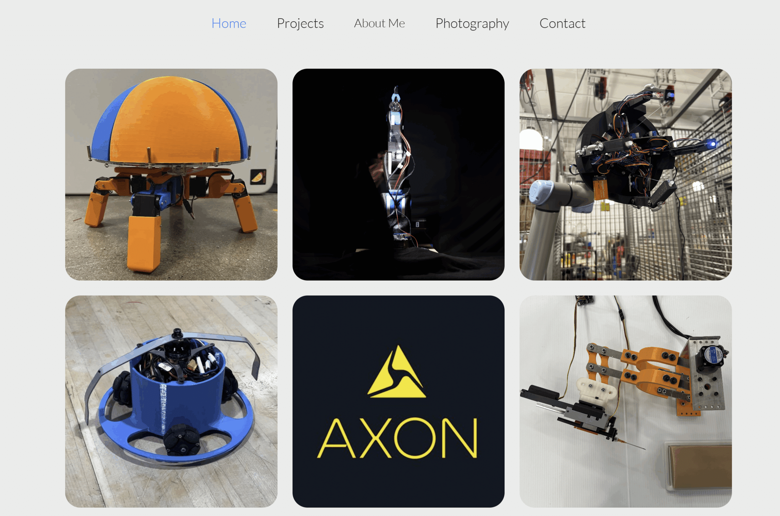 website screenshot showing six project photos